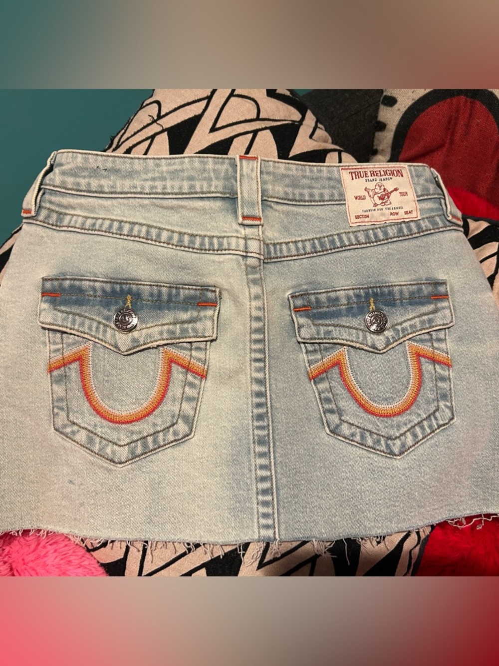 True Religion Light Blue Sadie Denim Micro Mini Skirt